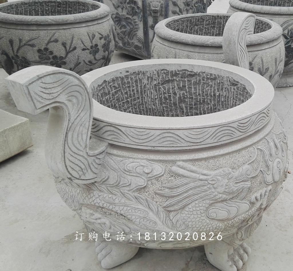 龍浮雕香爐,寺廟香爐石雕 (2)
