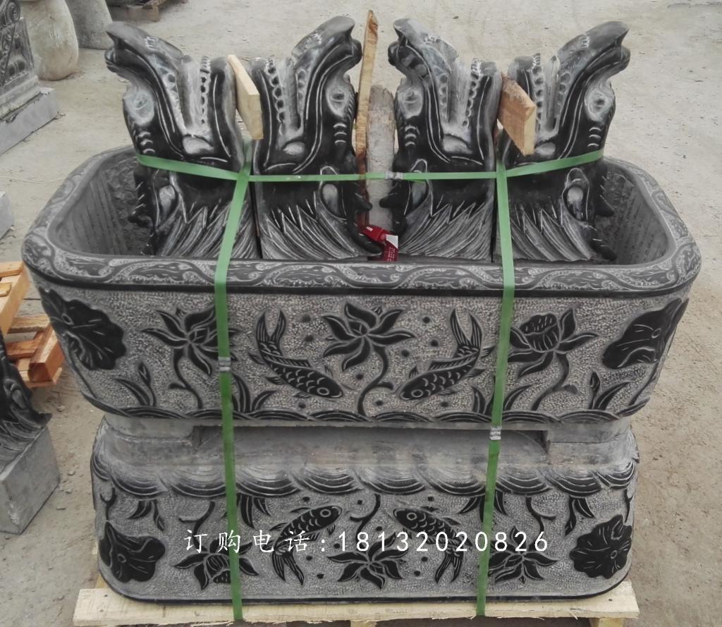 水盆石雕,仿古魚缸雕塑 (1)