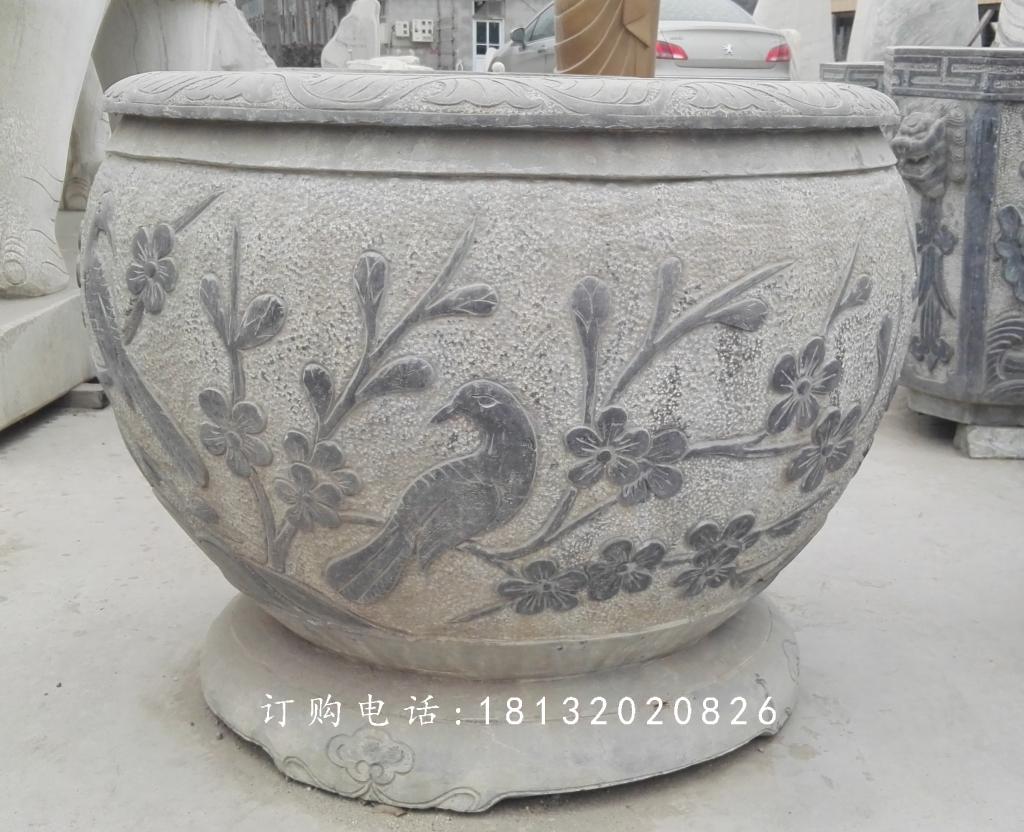 青石水缸雕塑,花盆石雕 (2)
