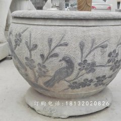 青石水缸雕塑,花盆石雕