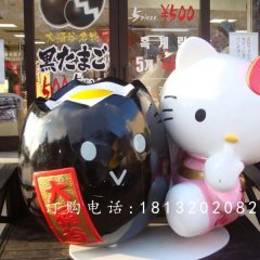 玻璃鋼kitty貓雕塑，卡通玻璃鋼雕塑