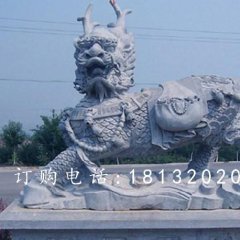 奔跑的麒麟石雕，青石麒麟雕塑