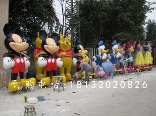 玻璃鋼米老鼠唐老鴨雕塑,卡通雕塑