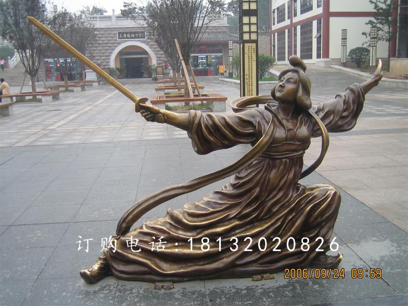 古代美女舞劍銅雕,廣場人物銅雕