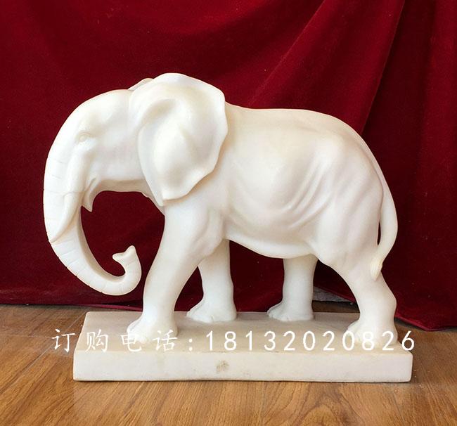 漢白玉小象雕塑,漢白玉動物石雕