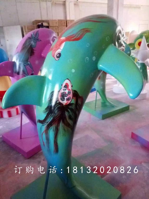 玻璃鋼海豚雕塑,彩繪海豚雕塑 (1)