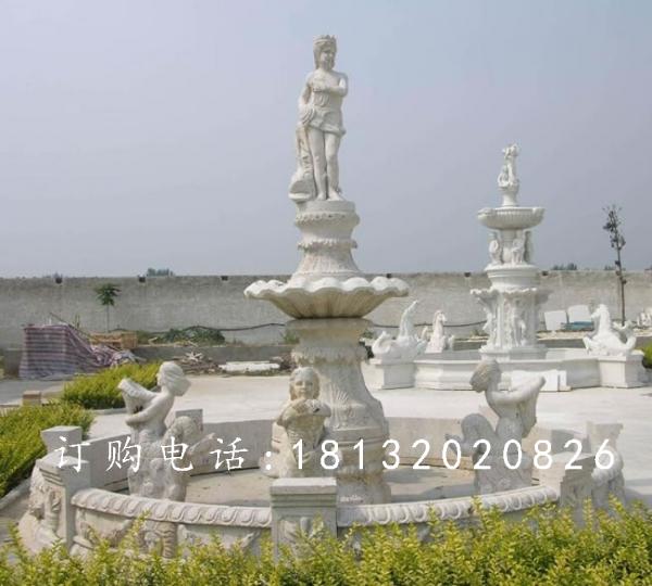 漢白玉噴泉石雕,廣場人物石噴泉