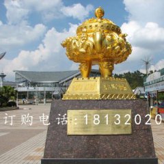 聚寶盆銅雕，鎏金聚寶盆雕塑