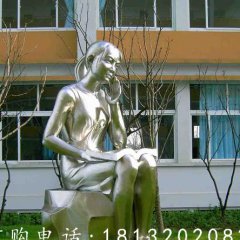 女孩思考雕塑，校園人物玻璃鋼雕塑