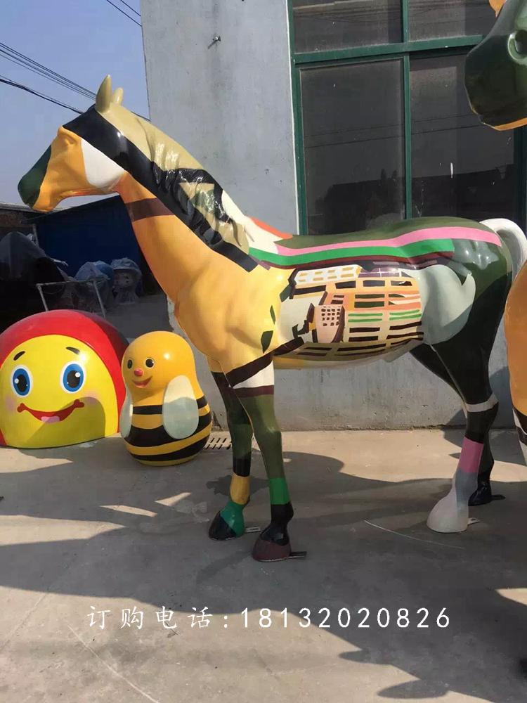 玻璃鋼彩繪馬雕塑,玻璃鋼動物雕塑 (1)