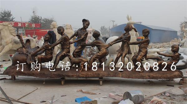拔蘿卜銅雕,公園小品銅雕
