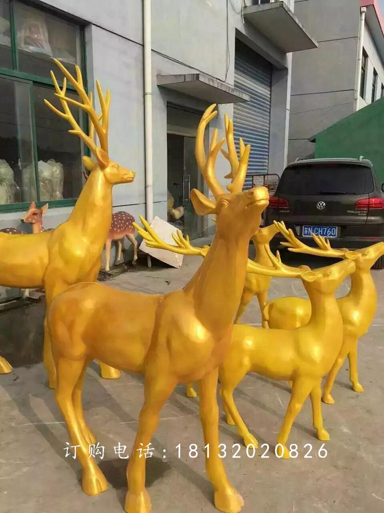玻璃鋼仿銅鹿雕塑,馴鹿銅雕