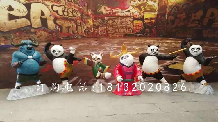 玻璃鋼功夫熊貓雕塑,卡通動物雕塑 (2)