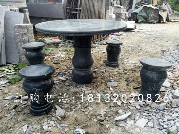 黑色石桌椅,公園桌椅石雕