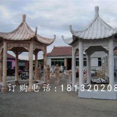 六角涼亭石雕,公園石雕涼亭