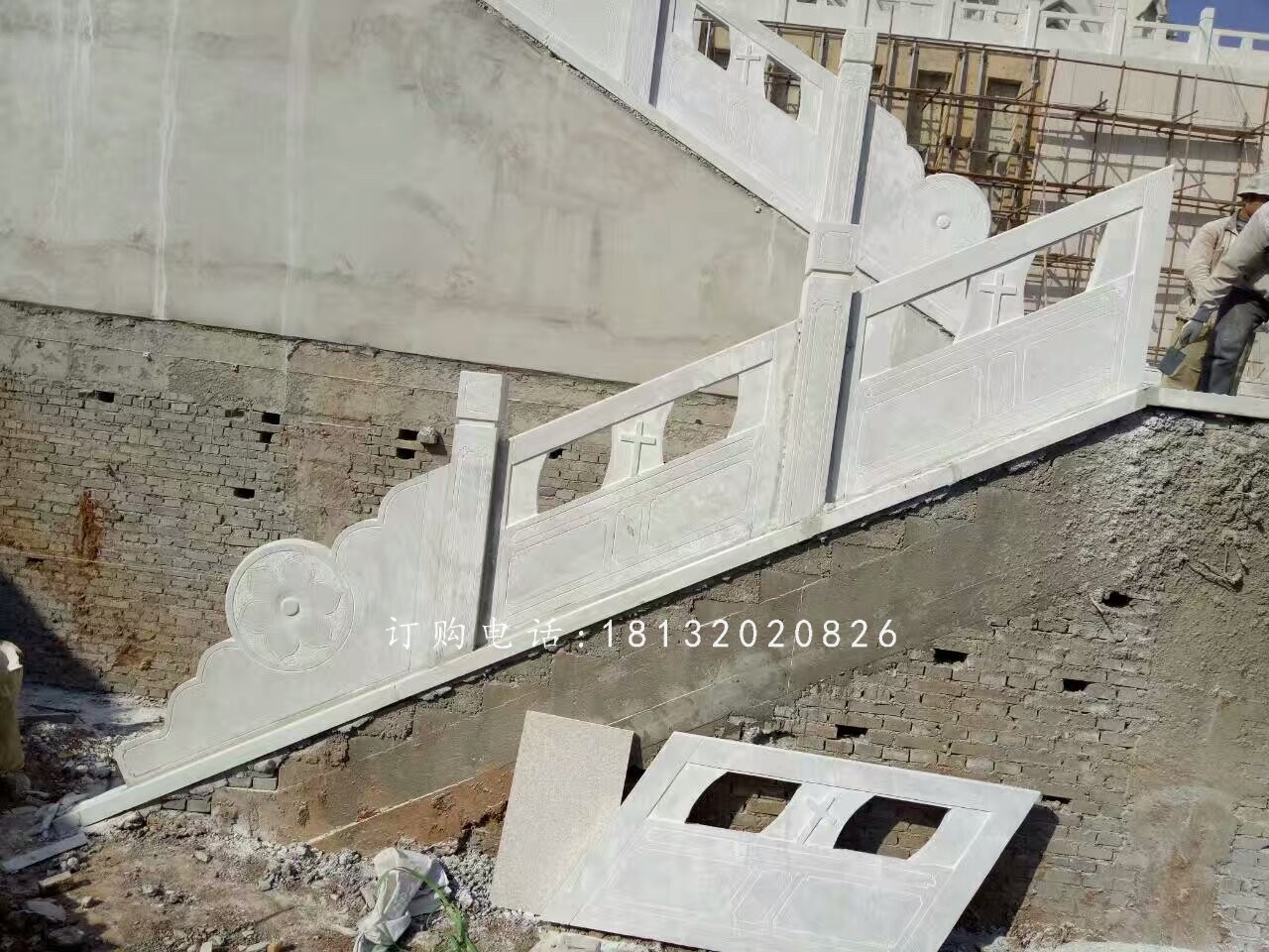 教堂石欄板雕塑,漢白玉欄板石雕 (4)