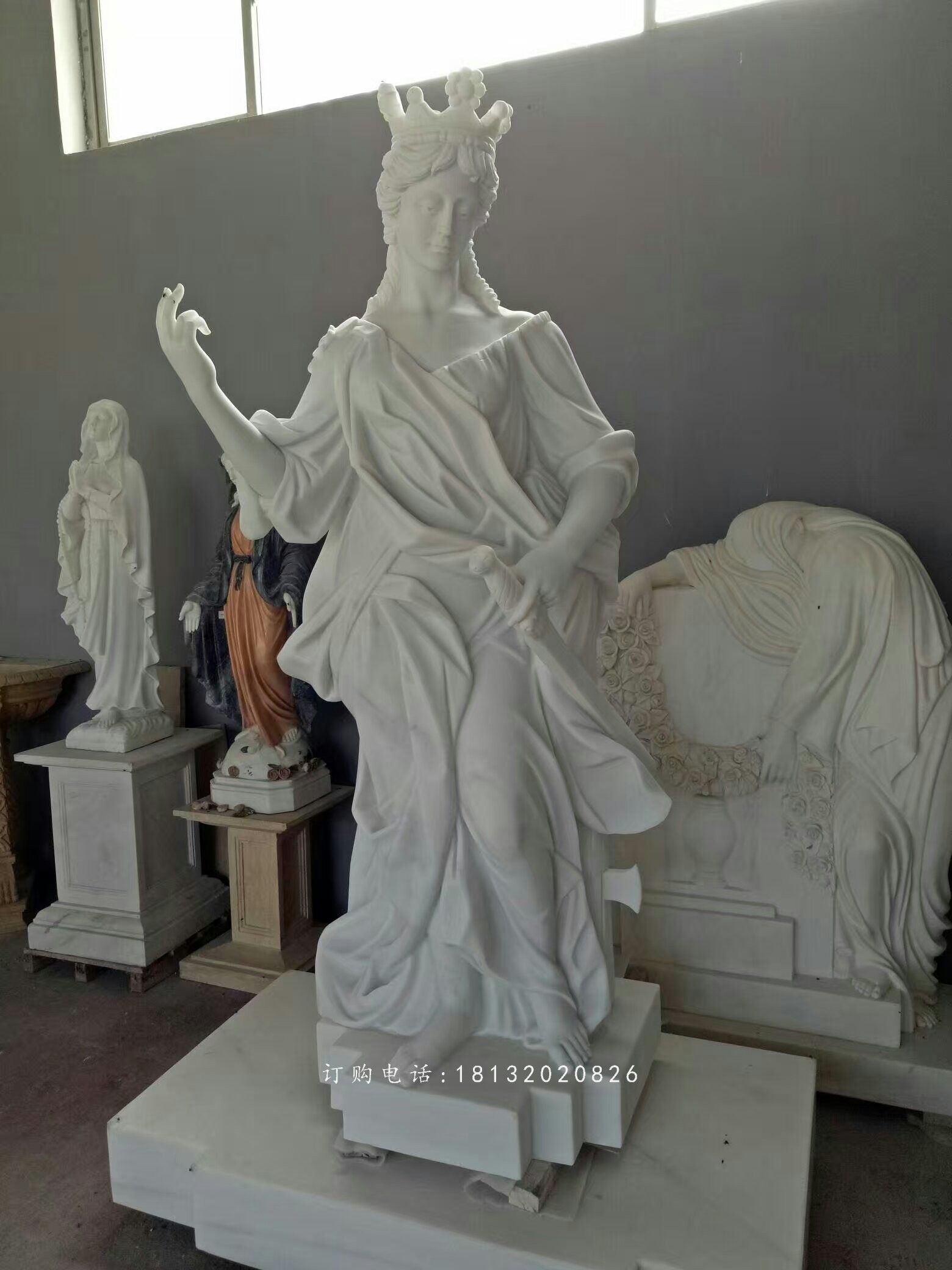 女王雕塑,漢白玉西方美女石雕