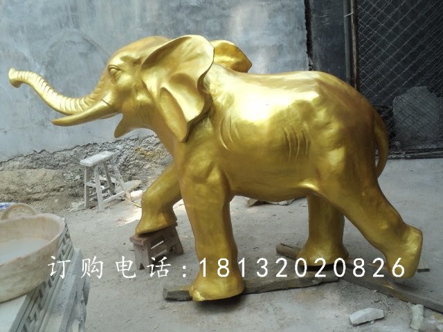 玻璃鋼仿銅大象雕塑,廣場動物雕塑 (1)