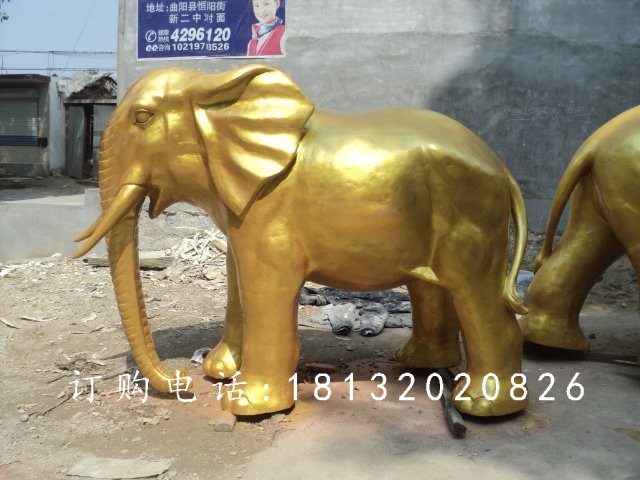玻璃鋼仿銅大象雕塑,廣場動物雕塑 (2)