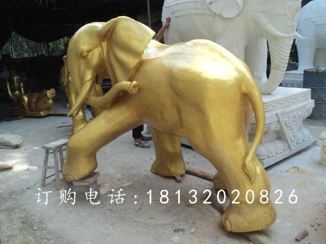玻璃鋼仿銅大象雕塑,廣場動物雕塑 (3)