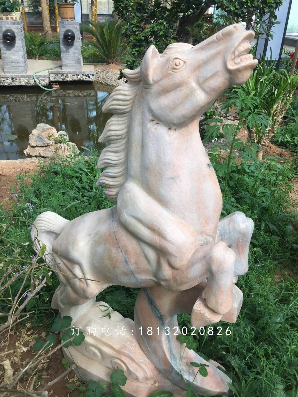 晚霞紅馬雕塑,廣場石雕馬 (2)