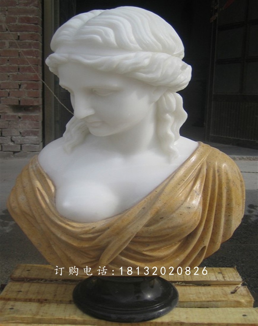 西方美女胸像雕塑,漢白玉人物石雕 (2)