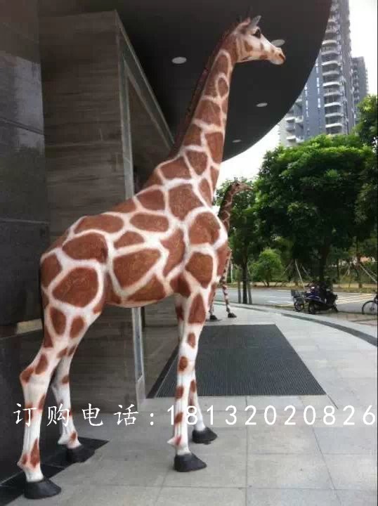 玻璃鋼長頸鹿雕塑,玻璃鋼仿真動物雕塑 (2)