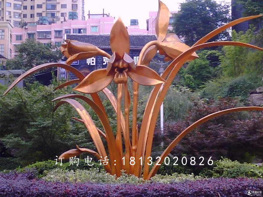 不銹鋼蘭花雕塑,廣場不銹鋼花卉雕塑 (1)