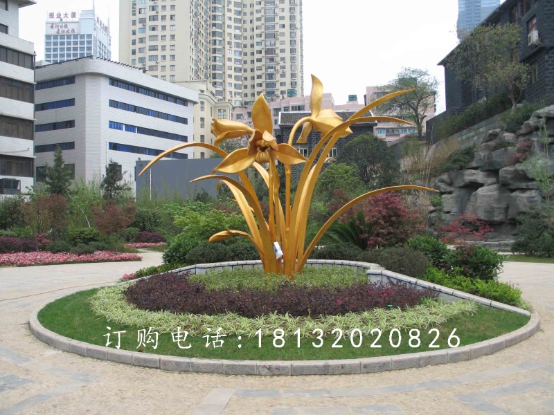 不銹鋼蘭花雕塑,廣場不銹鋼花卉雕塑 (2)