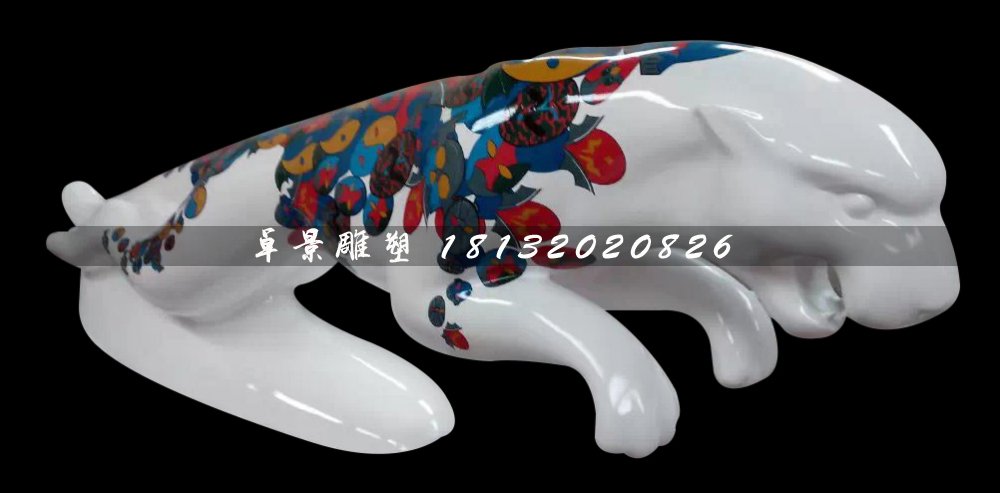玻璃鋼豹子雕塑,玻璃鋼彩繪雕塑 (1)