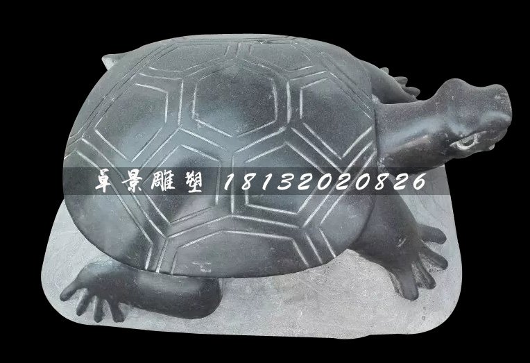 小烏龜石雕,黑石動物雕塑