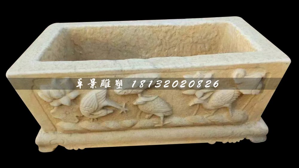 石雕水盆,方形水槽石雕