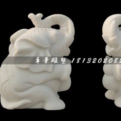 小象石雕,漢白玉象鼻向后小象石雕