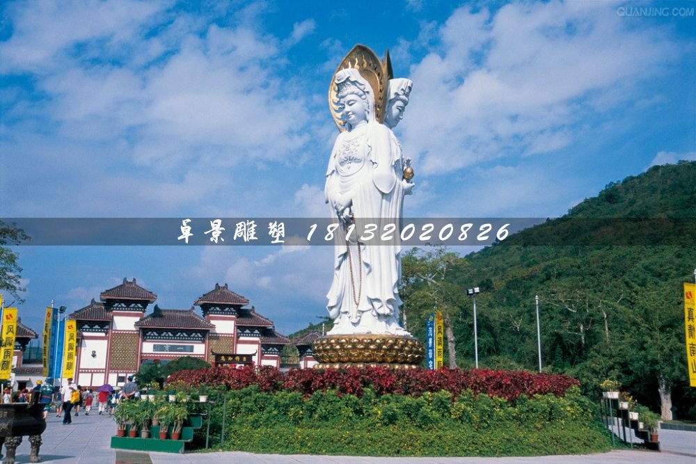 大型三面觀音雕塑,漢白玉佛像雕塑