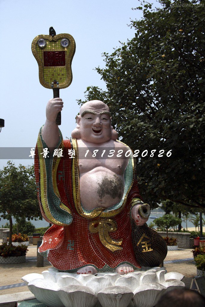 布袋和尚雕塑,玻璃鋼彩繪佛像