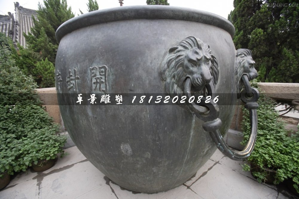 水缸銅雕,圓形青銅水缸