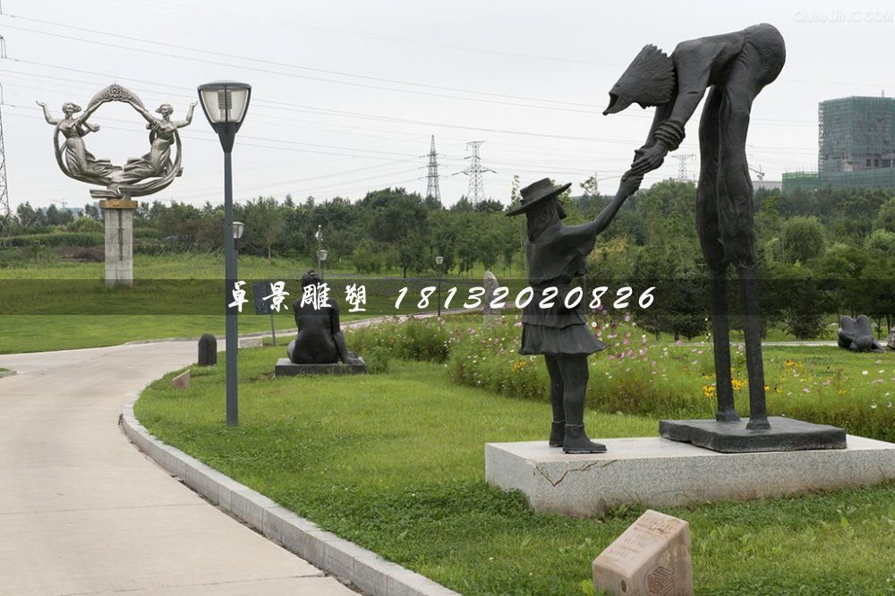 踩高蹺銅雕,公園景觀銅雕