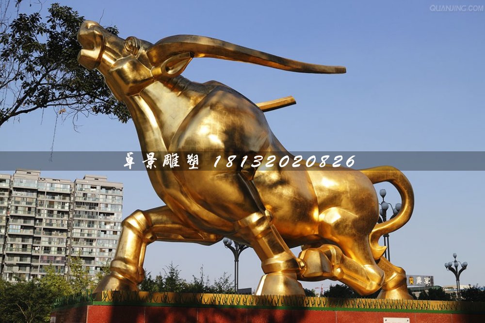 金牛銅雕,貼金動物銅雕 (3)