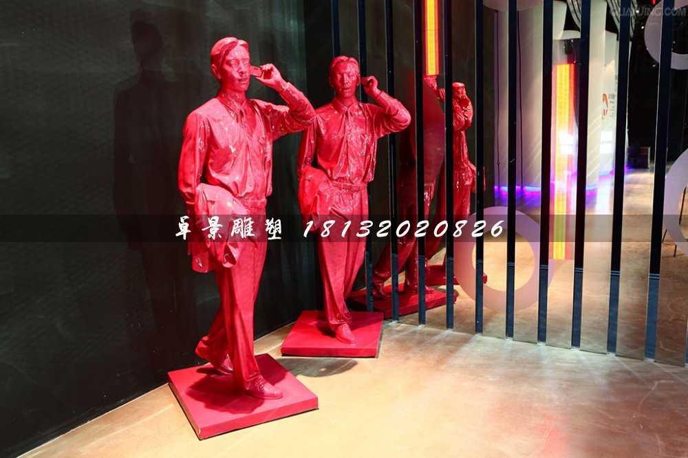 打電話(huà)雕塑,玻璃鋼現(xiàn)代人物雕塑