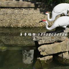 丹頂鶴石雕,公園動物石雕