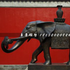 大象銅雕，象馱寶瓶銅雕