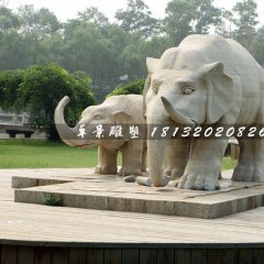母子象石雕,廣場大象石雕