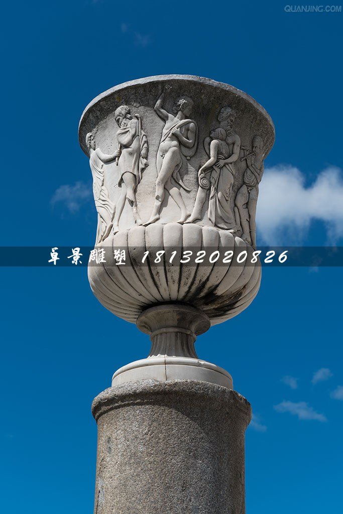 石雕花缽,大理石花盆