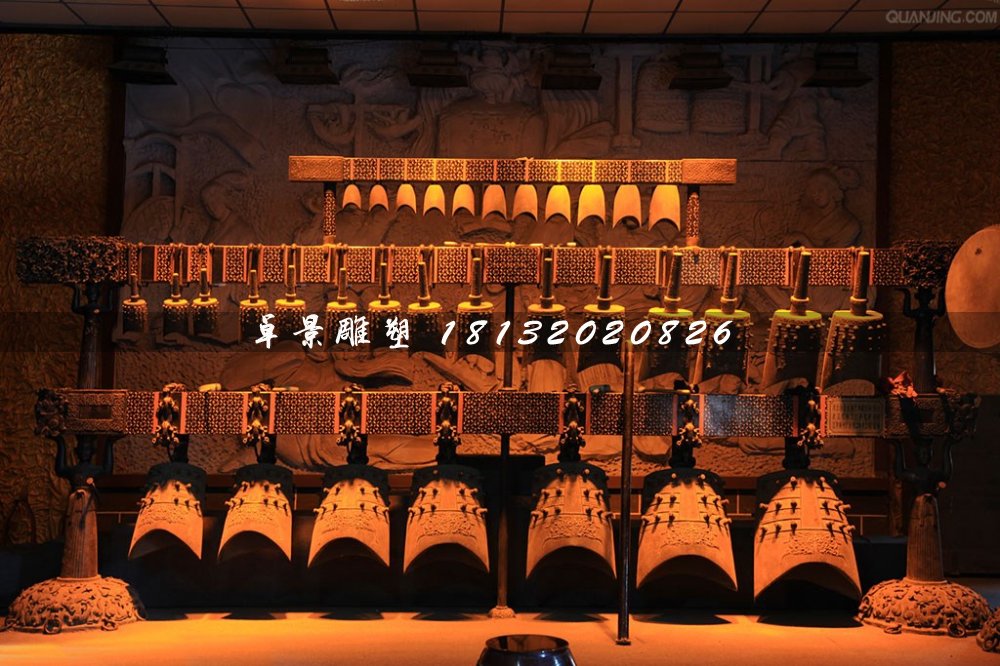 編鐘銅雕,古代樂器銅雕 (1)
