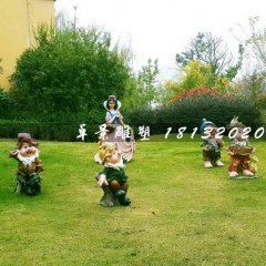 白雪公主與七個小矮人雕塑，玻璃鋼卡通雕塑