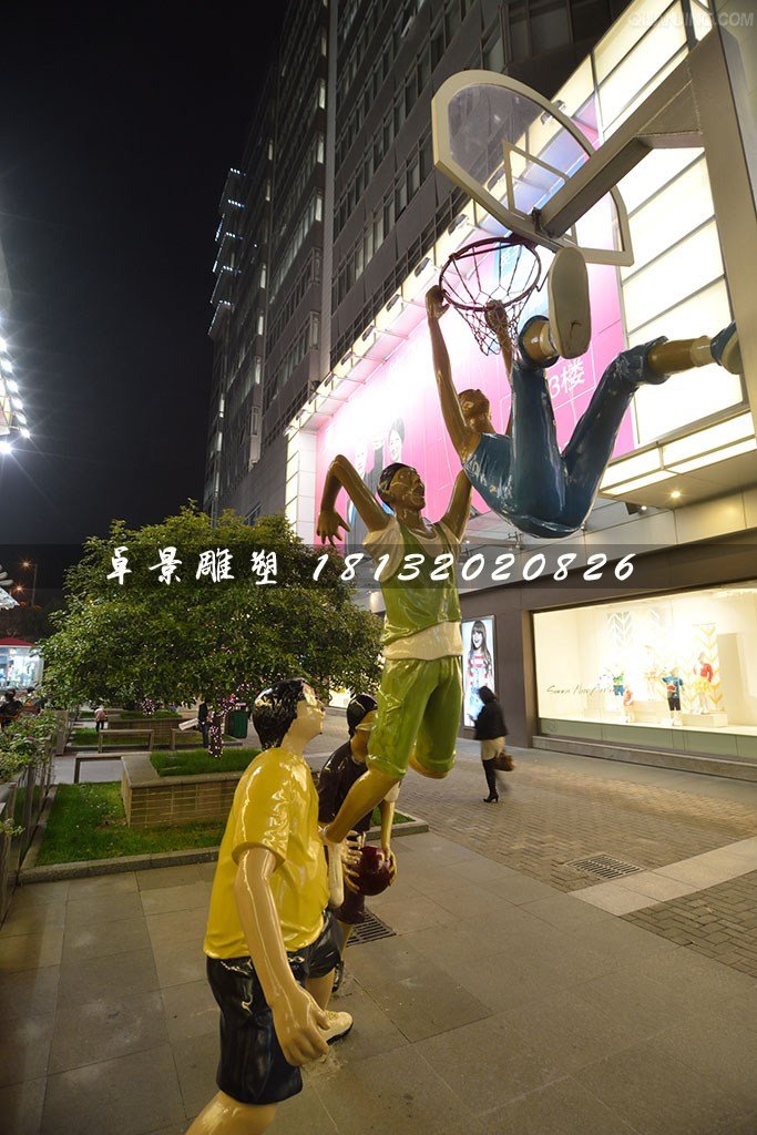 投籃雕塑,玻璃鋼人物雕塑