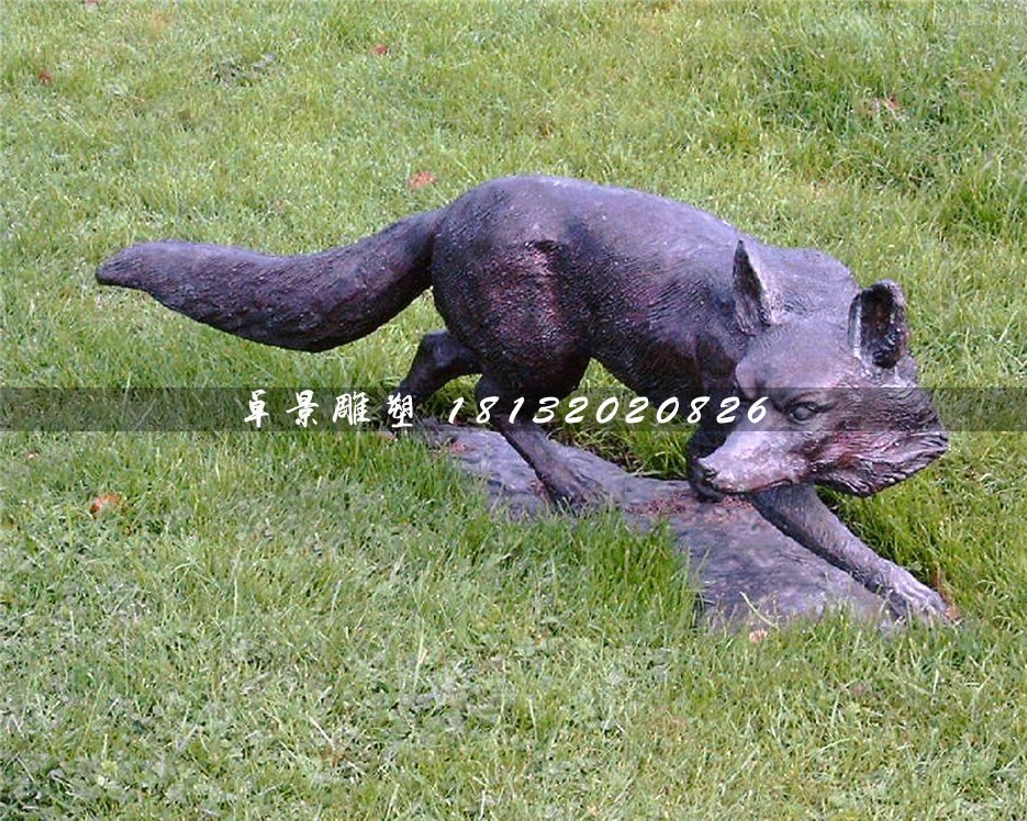 狐貍銅雕,公園動物銅雕