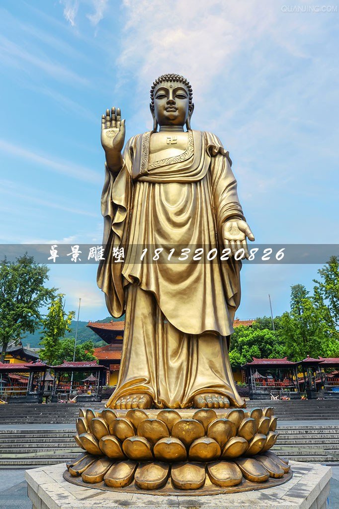 立式如來佛銅雕,寺廟銅佛像