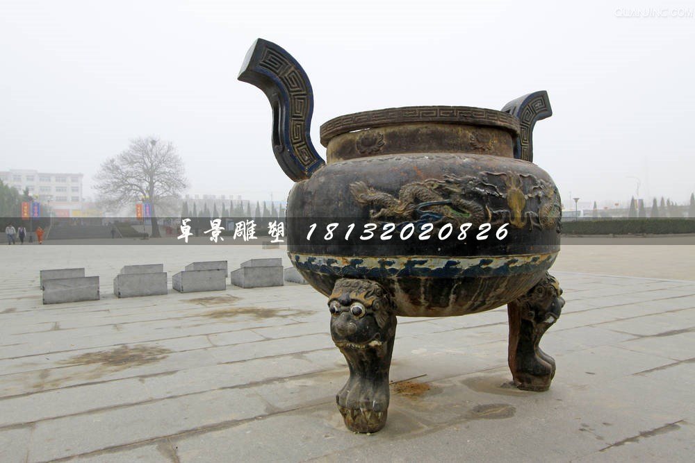 三足香爐銅雕,廣場銅香爐雕塑