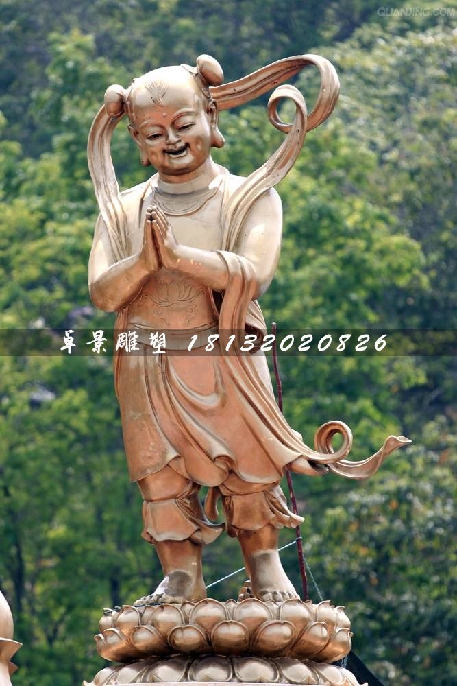 善財童子銅雕,寺廟善財童子銅雕